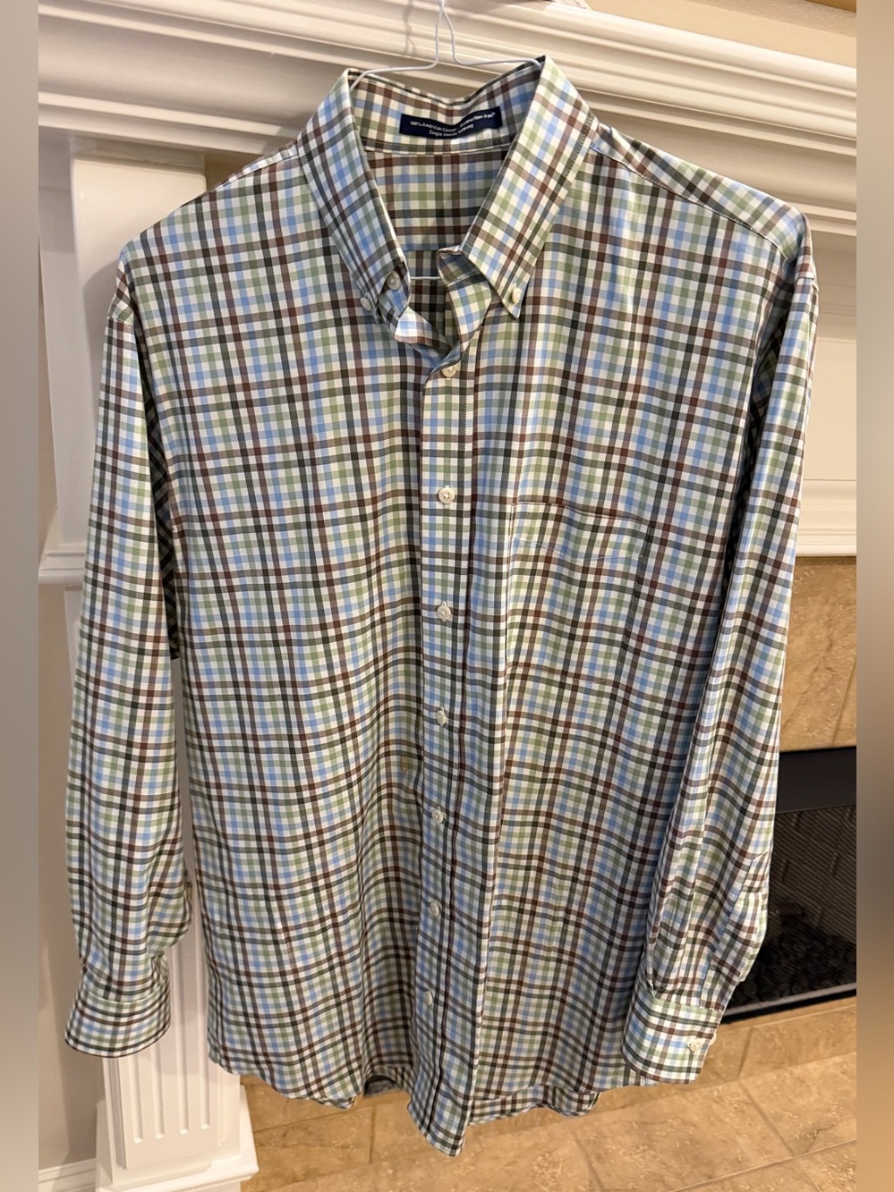 Batton Men’s Medium Classic Fit Plaid Shirt 100% American Cotton Beyond Non-Iron